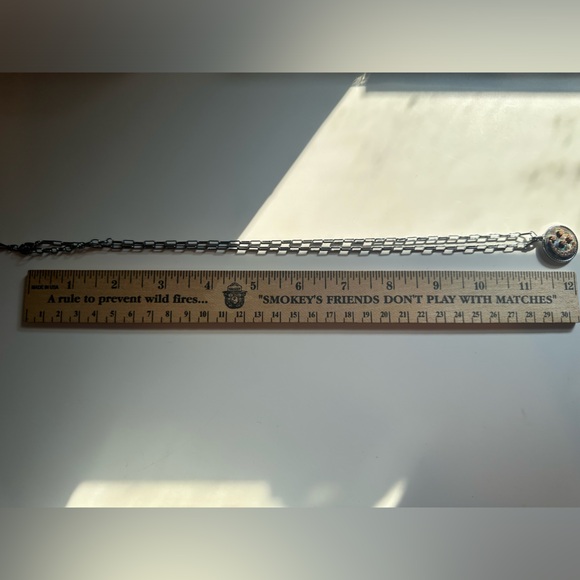 Silver Chain Necklace with Moon and Stars Pendant - Picture 2 of 2